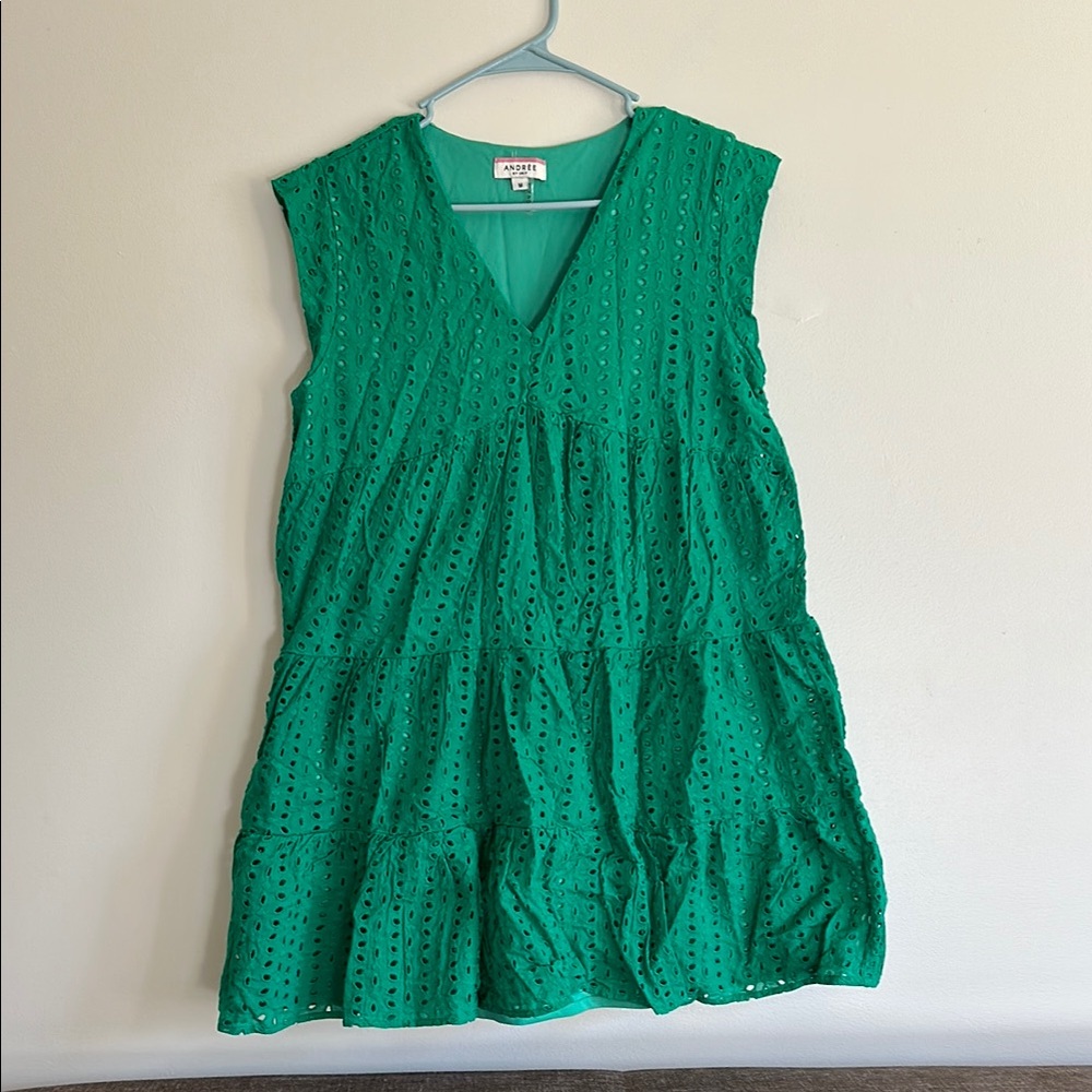ANDREE BY UNIT Green Tiered Ruffled Sundress